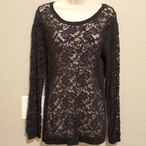 MAURICES Stretch Lace Sheer Tunic